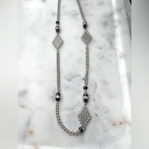 NWT Macys statement necklace black and silver.